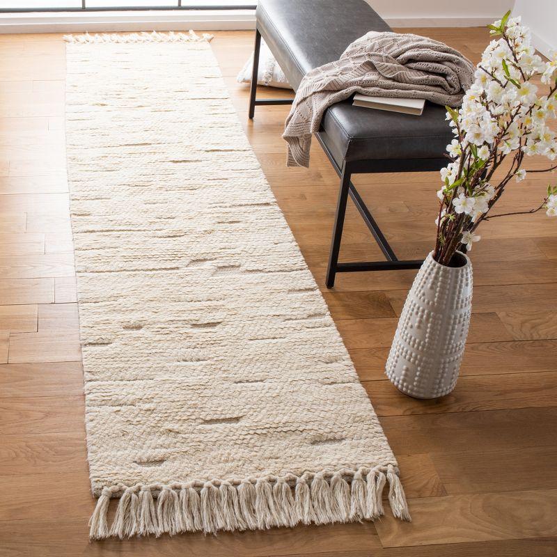 Ivory Elegance Hand-Tufted Wool Moroccan-Inspired Runner Rug