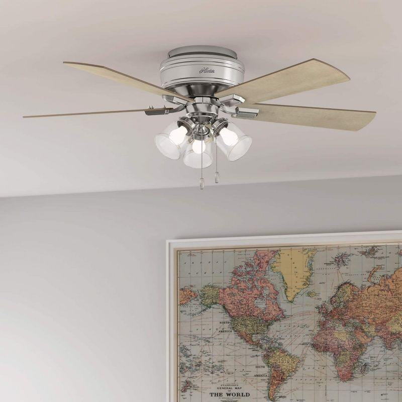 52" Crestfield Low Profile Ceiling Fan (Includes LED Light Bulb) Brushed Nickel - Hunter Fan: 5-Blade, 3-Speed, Flush Mount, Reversible Motor
