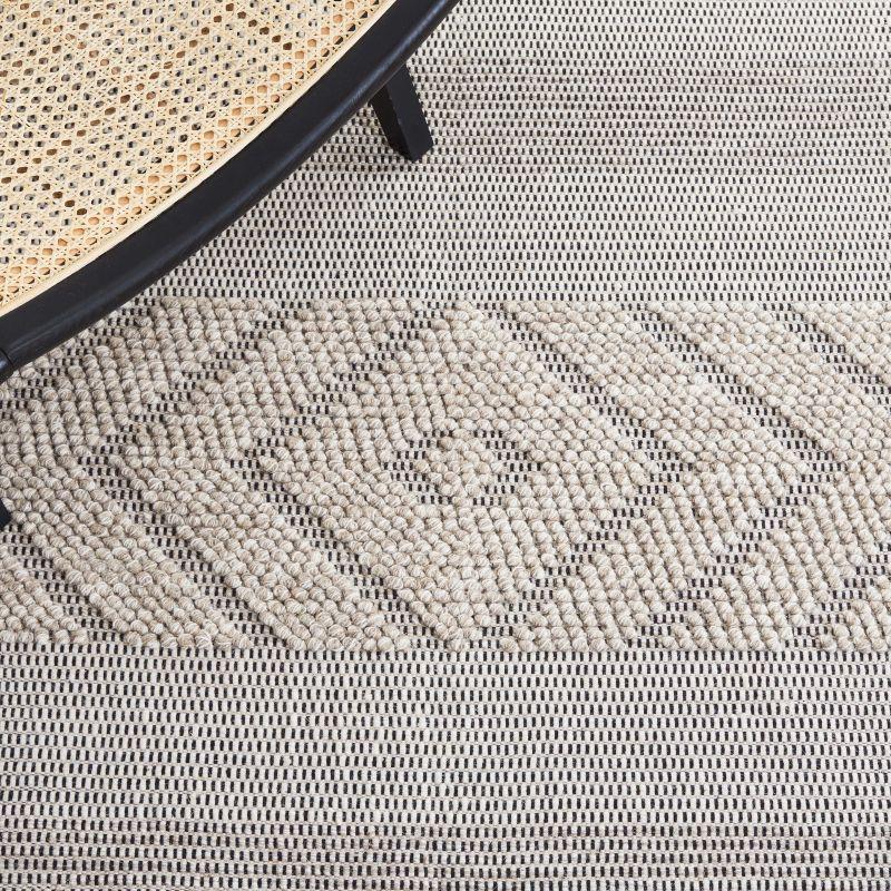 Foundry Select Ailiedh Vermont Flat Weave Wool/Cotton Striped Rug in Beige/Ivory