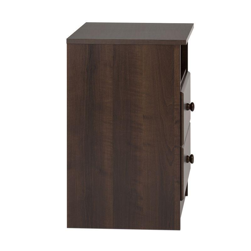 Espresso Brown Astrid 2-Drawer Nightstand with Open Shelf