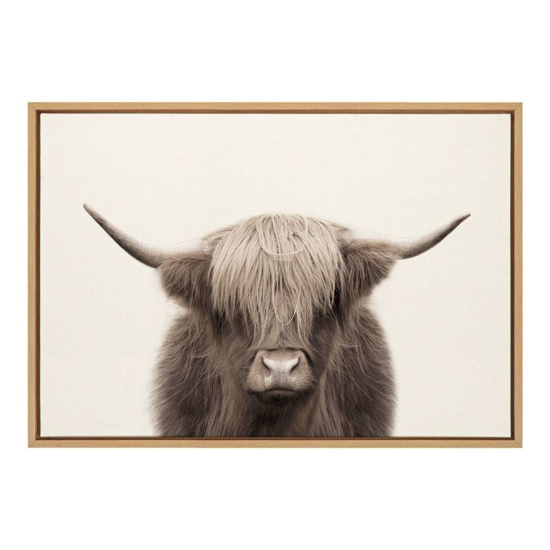 Natural Highland Cow Canvas Print with Polystyrene Frame