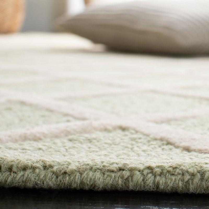 Elegant Light Green & Ivory Hand-Tufted Wool Accent Rug 24" Square