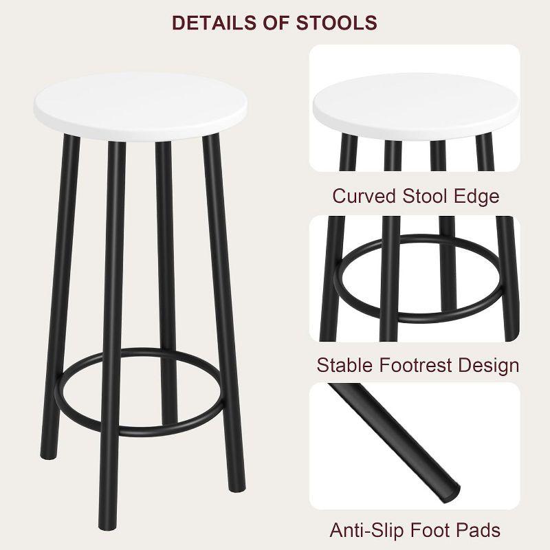 Bar Table with 2 stools, Counter Height Table with 3 Storage Shelves, 3 Piece Dining Table Set for Small Space, Apartment, Kitchen, White&Black