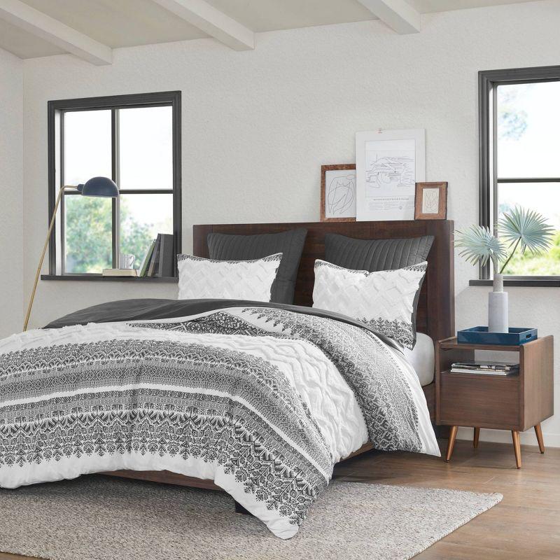 INK+IVY Mila Cotton Duvet Cover Set with Chenille Tufting