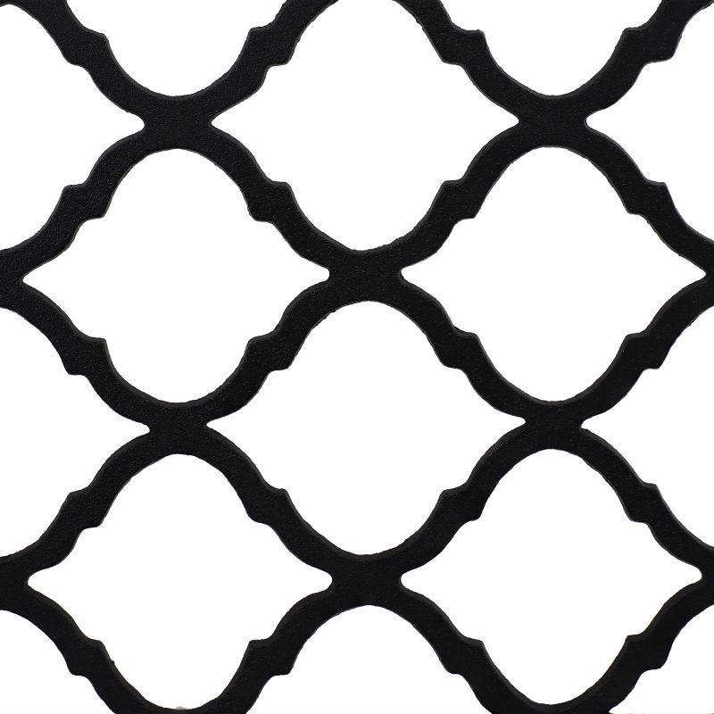 Sunnydaze 2-Person Lattice Design Black Cast Iron Outdoor Garden Bench