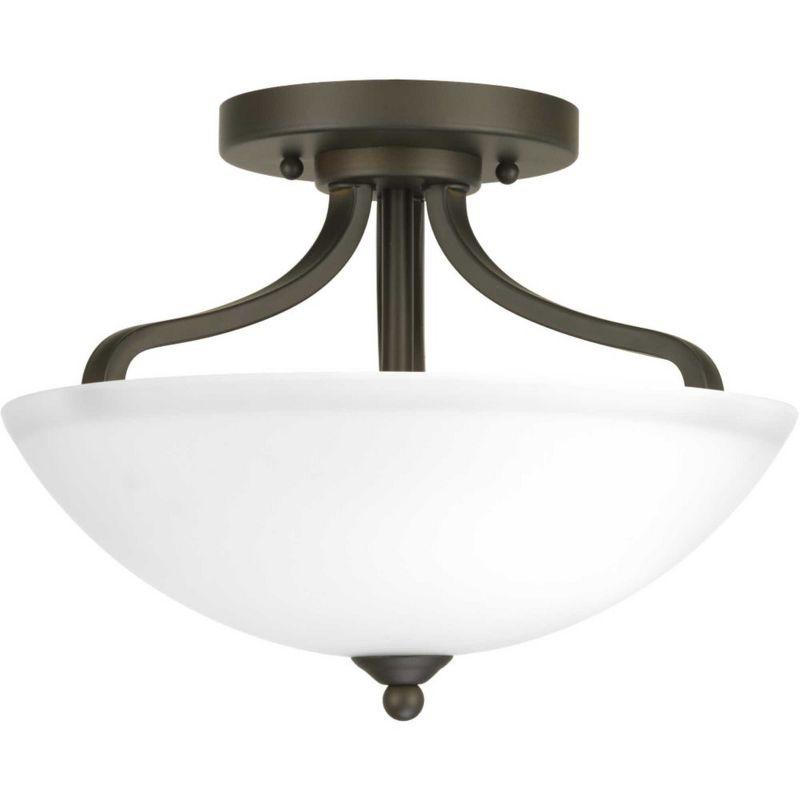 Progress Lighting Laird 2-Light Semi-Flush Mount Ceiling Light, Antique Bronze, Glass Shade