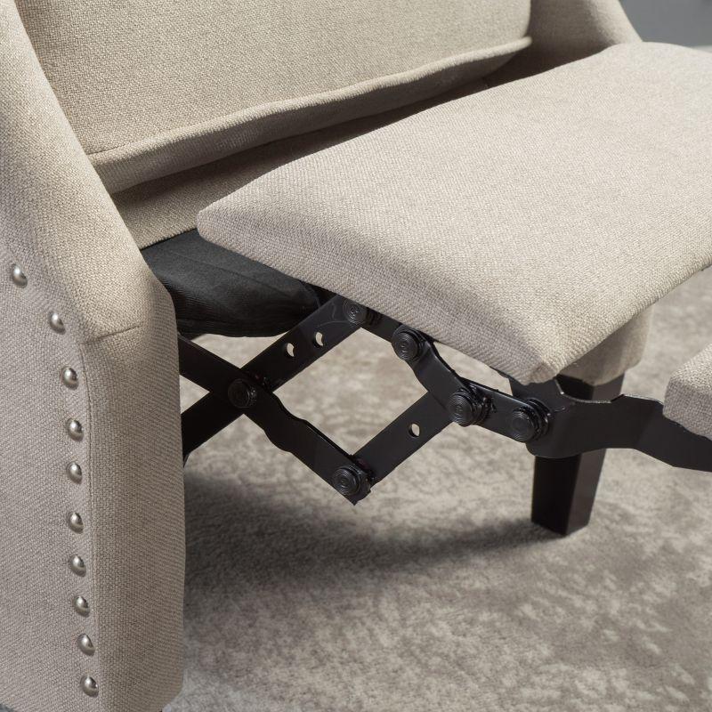 GDFStudio Weyland Contemporary Fabric Wingback Pushback Recliner with Nailhead Accents, Wheat