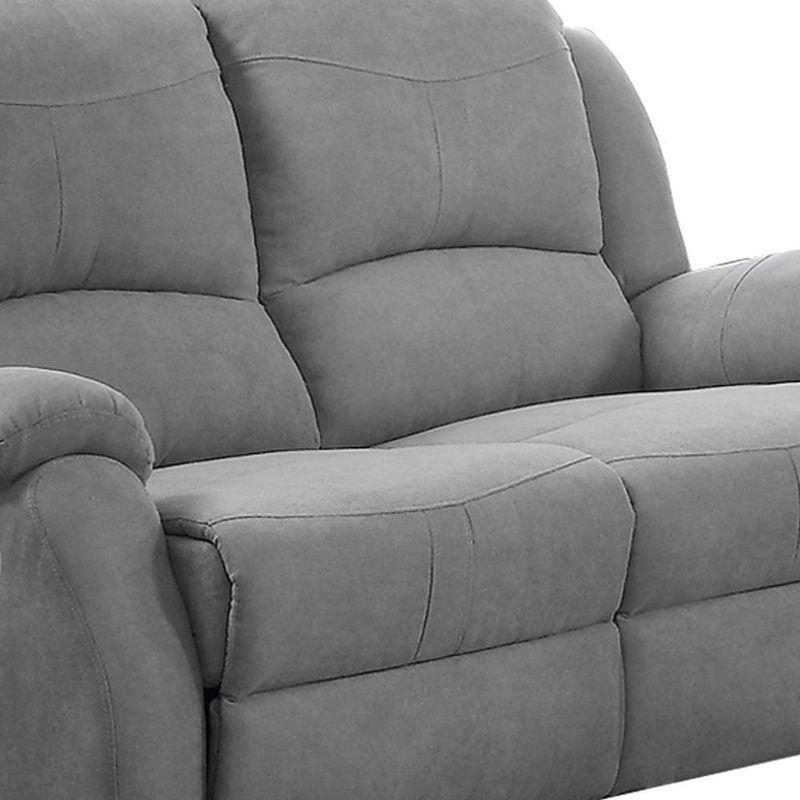 Zorina 61" Gray Linen Reclining Loveseat with Pillow-top Arms