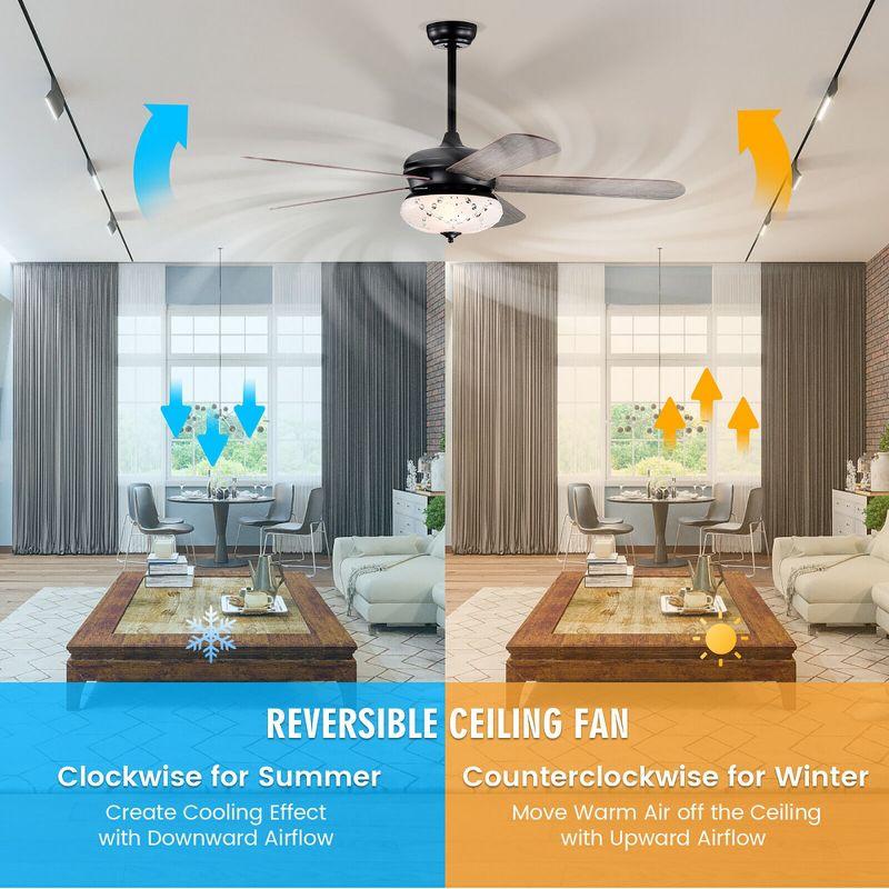 Tangkula 52" Retro Ceiling Fan w/ Remote Control 3 Wind Speeds & 5 Reversible Blades Grey