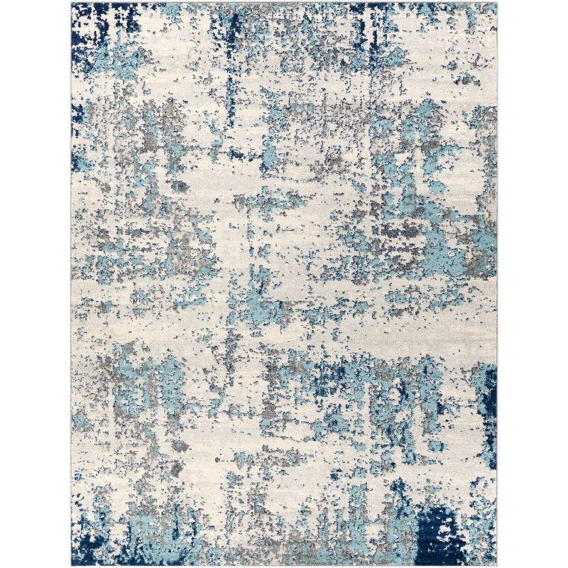 Reversible Easy Care Blue Synthetic 8' x 10' Area Rug