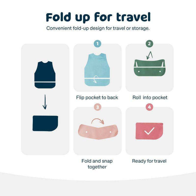 Tiny Twinkle 2-Pack Mess-Proof Apron Toddler Bib w/Tug-Proof Closure and BPA-Free (Sage Charcoal, Small 6-24 Months)