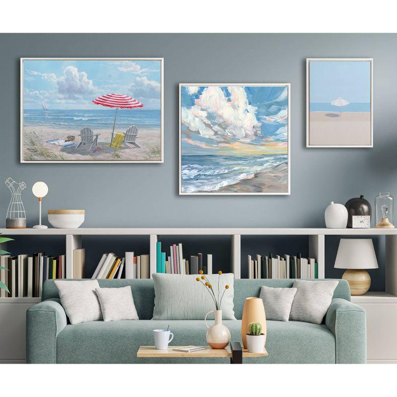 28"x38" Sylvie Beaded Beach Day Framed Canvas by Abraham Hunter White - Kate & Laurel All Things Decor: Modern Style, Plastic Frame