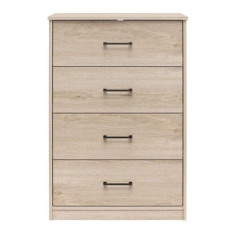 Blonde Oak 4-Drawer Dresser with Metal Handles