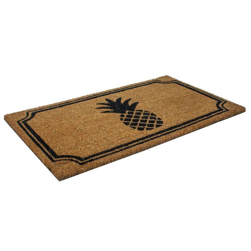 1'5" x 2'5" Pineapple Indoor/Outdoor Coir Doormat Natural/Black - Entryways: Welcome Mat, PVC Backed, Shake Clean