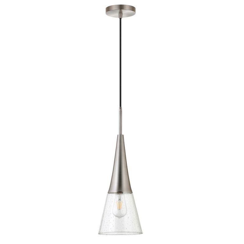 Myra Brushed Nickel Pendant with Seeded Glass Shade