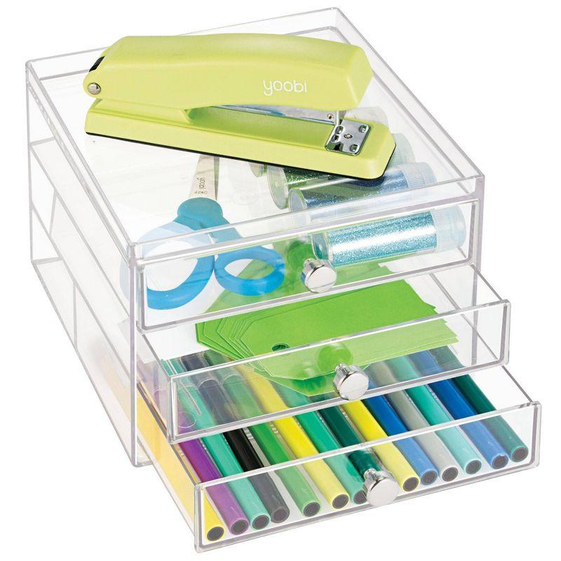 iDESIGN Plastic Slim 3-Drawer Desk Organization Set Clear