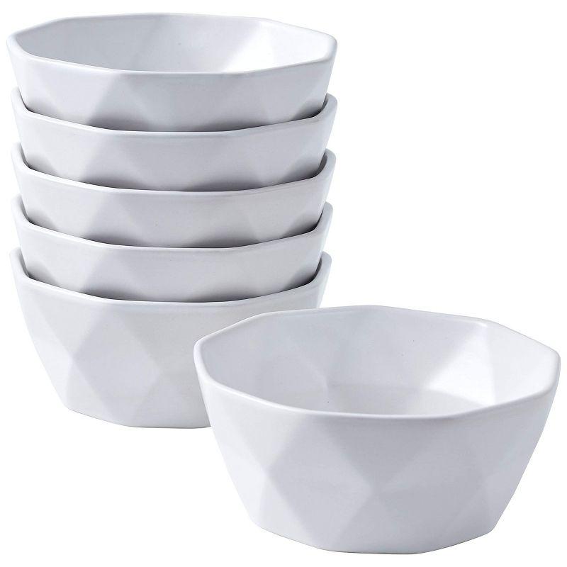 Bruntmor 60 Oz Geometric Ceramic Soup Bowl, Set of 2 White