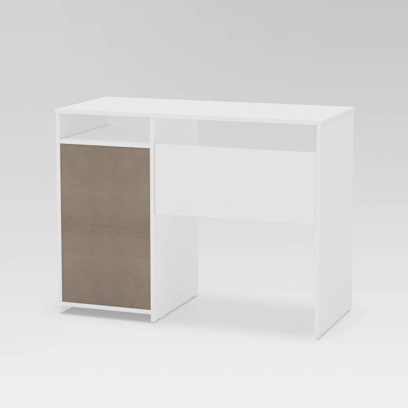 Cambridge 3 Drawer Writing Desk with Shelf White - Polifurniture: Compact Home Office, Modern Style, File Storage