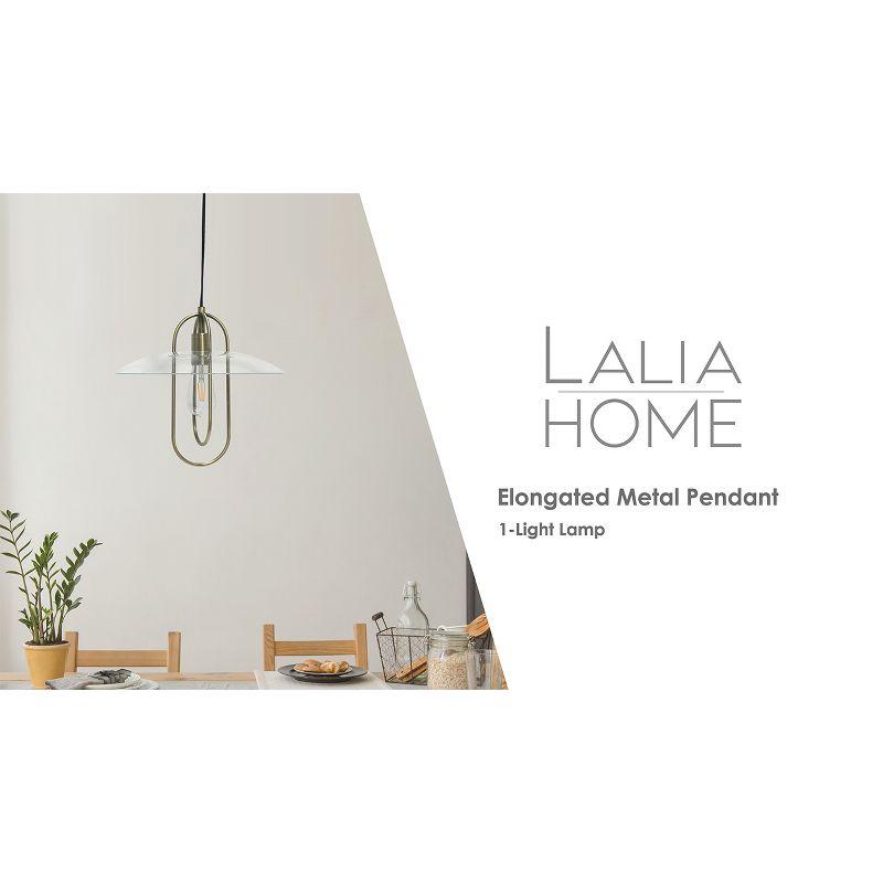 Sleek Chrome Elongated Metal Pendant with Clear Glass Shade