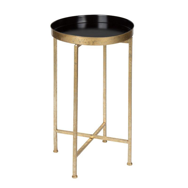 Kate and Laurel Celia Round Metal Tea Table, 14x14x25.75, Gold and Black