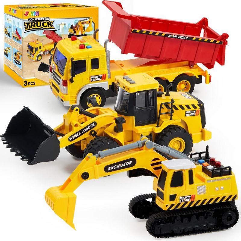 Joyfy Construction Toys for Boys Kids Toddlers, Excavator, Dump Truck and Loader Toy Trucks Construction Truck Toys Christmas Birthday Gifts for Boys