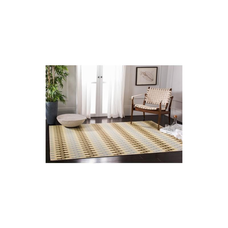 Hampton HAM518 Indoor/Outdoor Machine Made Accent Rug - 2'7"x5' - Green/Light Blue - Safavieh