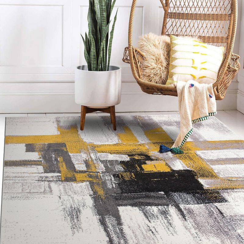 World Rug Gallery Contemporary Modern Abstract Gold 3'3" x 5' Area Rug