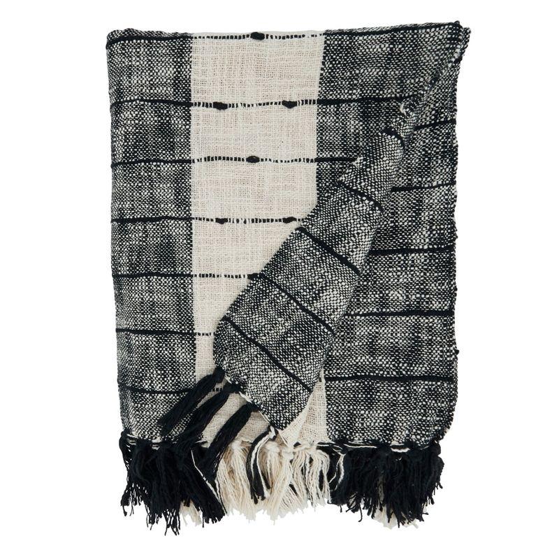 Black and White Striped Cotton Throw Blanket