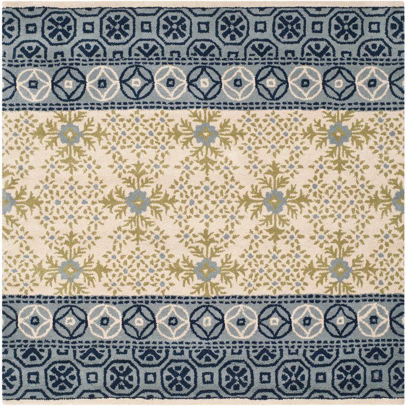 Hand-Tufted Artisan Blue Wool 5' Square Area Rug