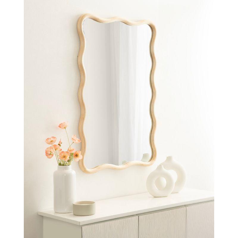 Kate & Laurel All Things Decor 24"x36" Talma Scalloped Rectangle Wall Mirror Natural