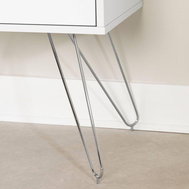 Slendel End Table Pure White - South Shore: Scandinavian Style, Mid-Century Hairpin Legs, Storage Drawer, Laminated Particle Board