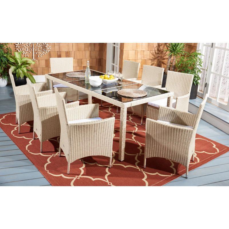 Safavieh Hailee 8 - Person Rectangular Outdoor Dining Set with Cushions