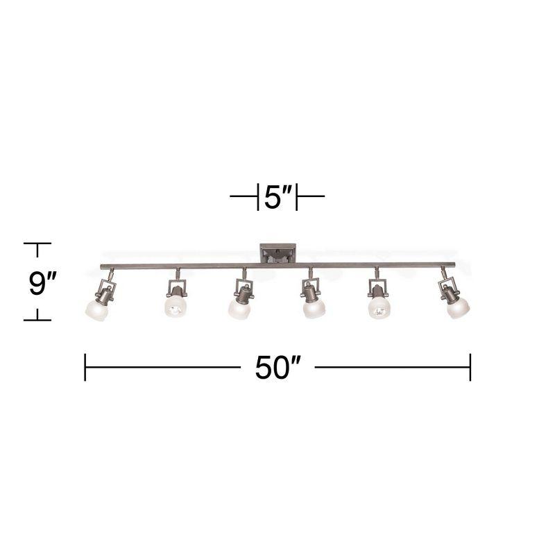 Pro Track Chace 6-Head LED Complete Ceiling Track Light Fixture Kit GU10 Adjustable Silver Brushed Nickel Finish Glass Modern Kitchen Dining 50" Wide