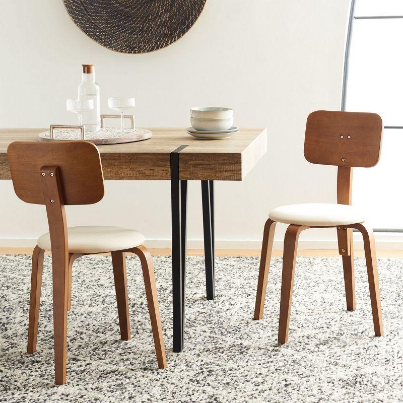 Jo Stackable Upholstered Dining Chairs (Set of 2) - DCH1010 - Walnut/Cream - Safavieh