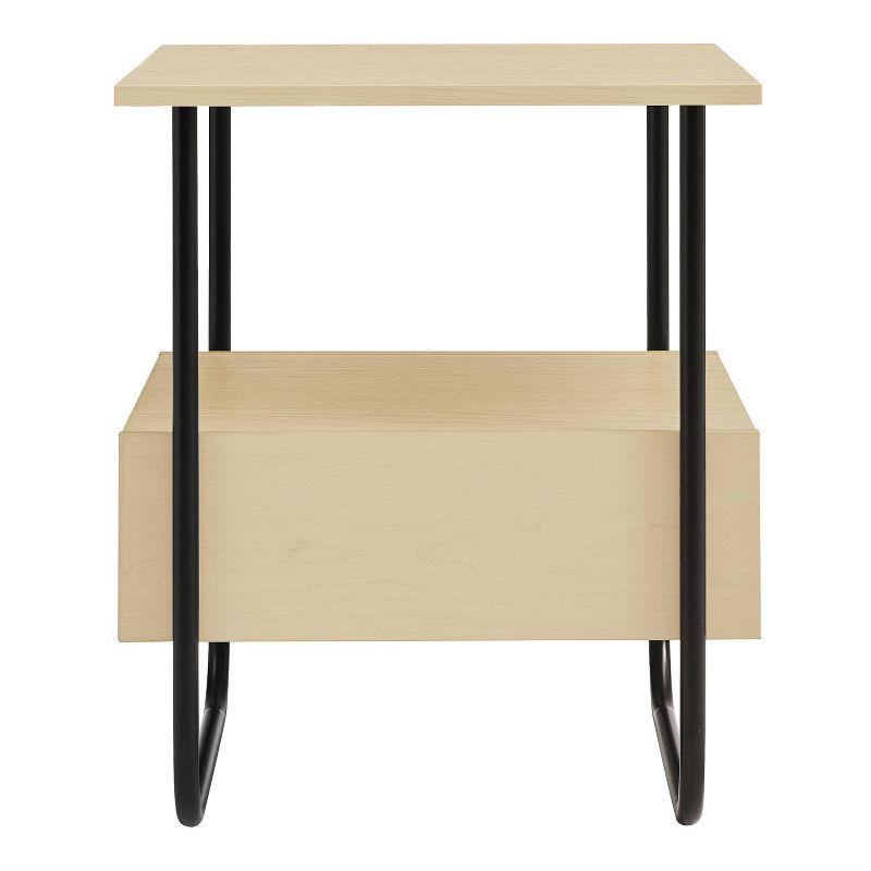 24/7 Shop At Home 19" Songcraft Contemporary End Table: Metal Frame, Open Shelf, Light Maple