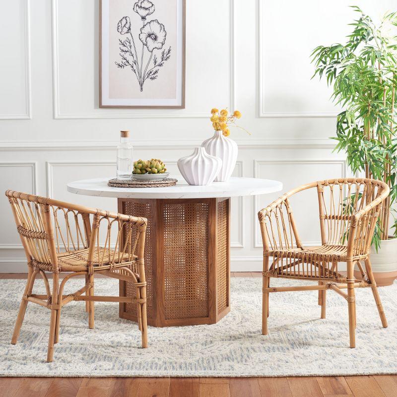 Adriana Rattan Accent Chair - Set of 2 - ACH6505 - Honey Brown Wash - Safavieh