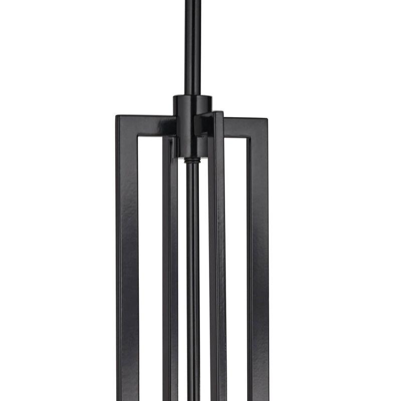 Contemporary Black Glass Drum Pendant Light 35"x12"x26"