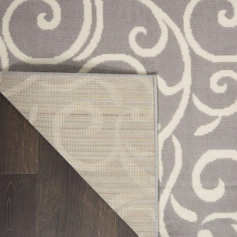 Nourison Grafix 6' x 9' Grey Area Rug Bohemian Contemporary Botanical by Nourison