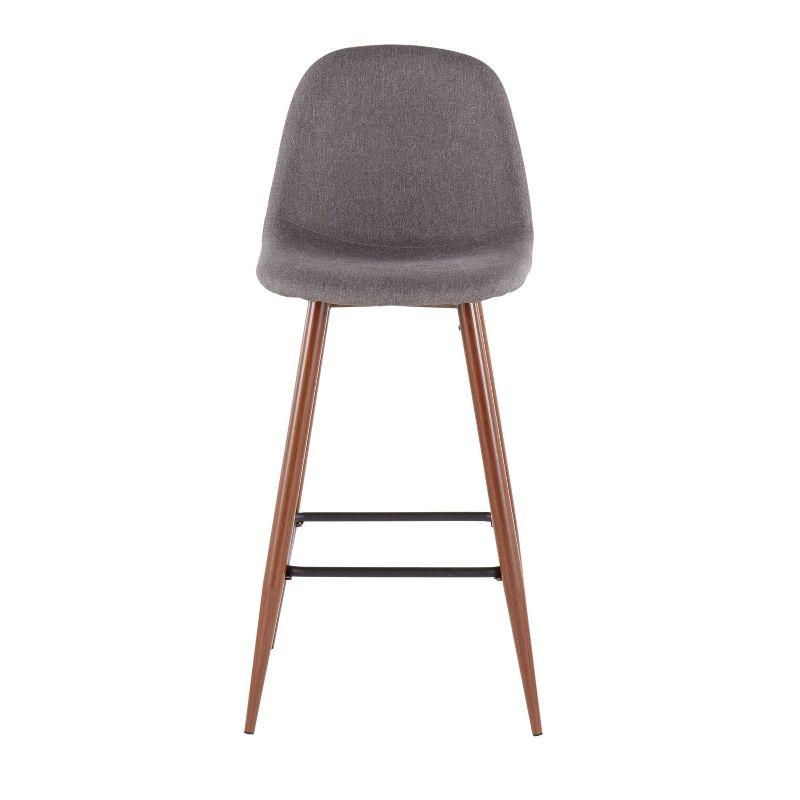 Set of 2 Pebble Mid-Century Modern Barstools Walnut/Charcoal: Steel Frame & Upholstered Seat - LumiSource