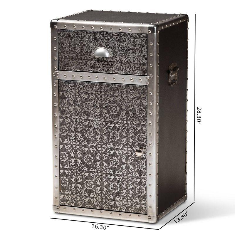 Cosette Metal Floral Accent Cabinet Silver - Baxton Studio: Universal Storage Footlocker, 28" High