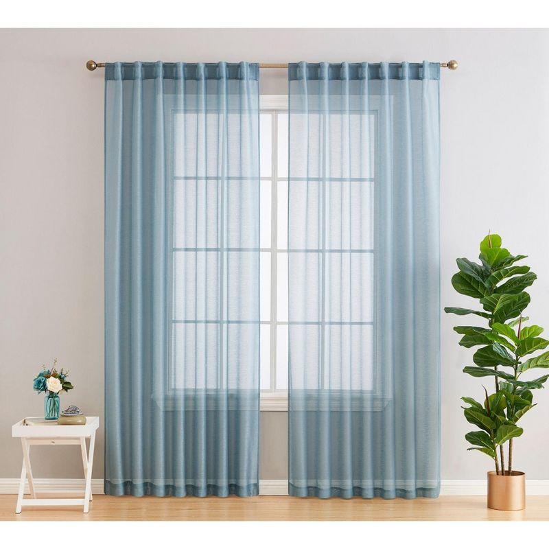 Ebern Designs Lauren Polyester Semi Sheer Curtain Pair (Set of 2)