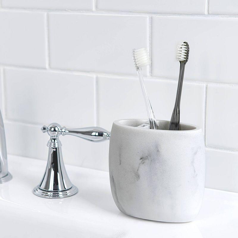 Legends Toothbrush Holder - Allure Home Creations: Resin Bathroom Organizer, Marble Effect, Holds Multiple Brushes