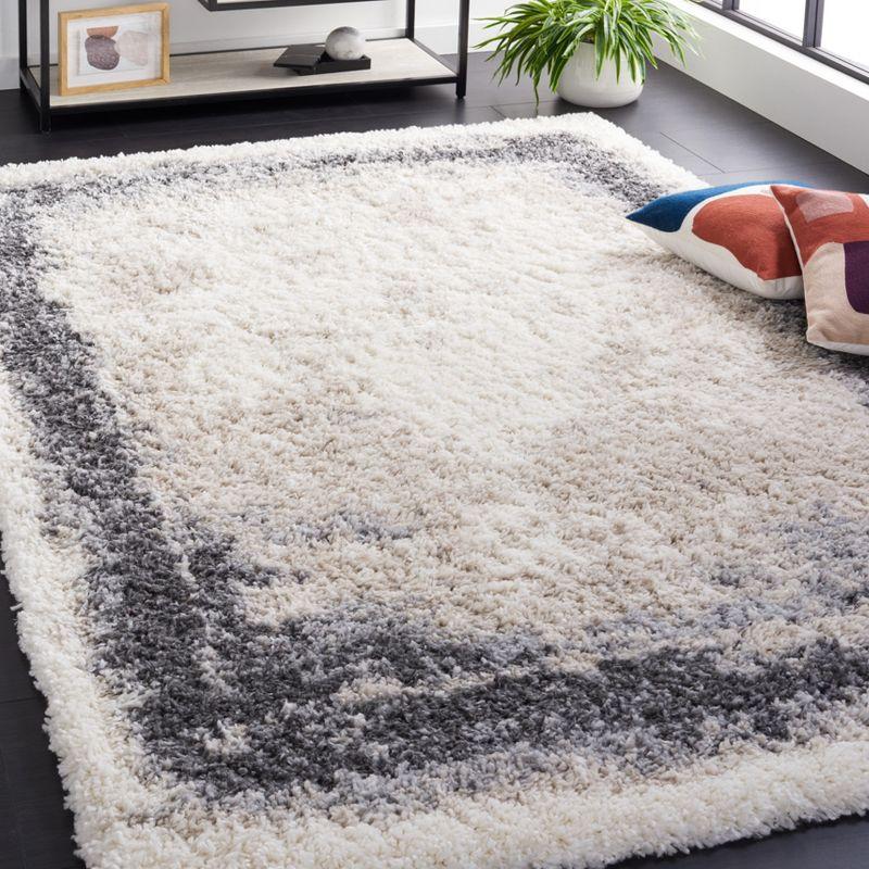 Ivory and Gray Rectangular Shag Area Rug