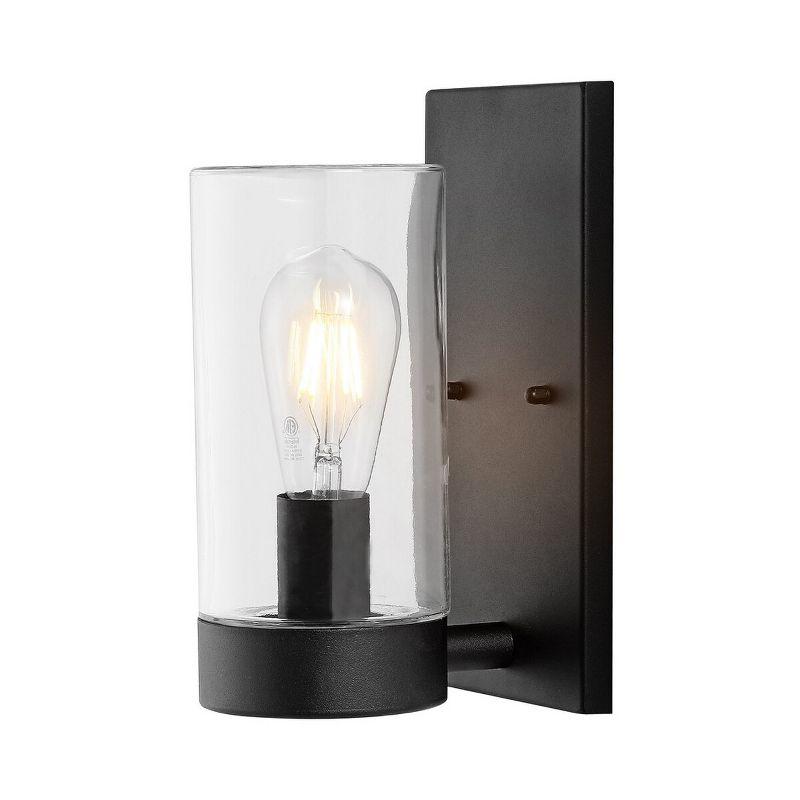 Lianne Black Matte Outdoor Wall Sconce with Clear Glass Shade