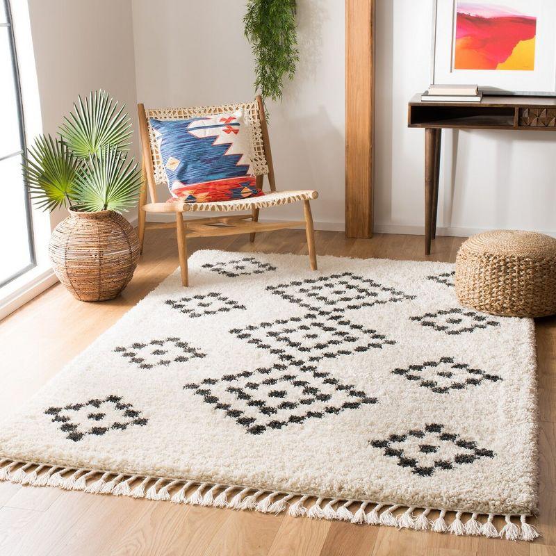 Handmade Gray Wool and Synthetic Shag Rug, 3' x 5'