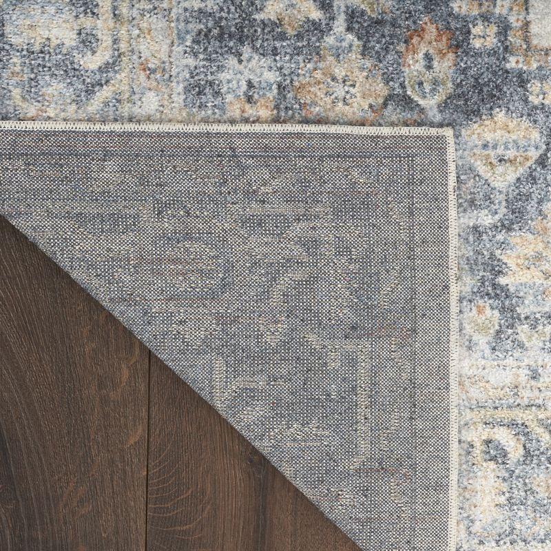 Astra Vintage Medallion Grey and Gold Washable Wool Runner Rug