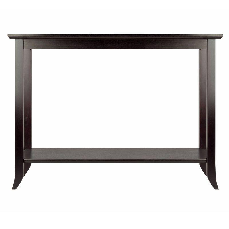 Genoa Console Table Glass Top Espresso - Winsome: Tempered Shelf, Wood Composite Frame