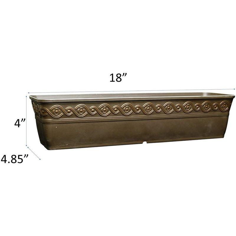 Classic Home and Garden Indoor/Outdoor Rectangle Trough Corinthian Flower Pot Planter, Concrete Grey Color, 18"