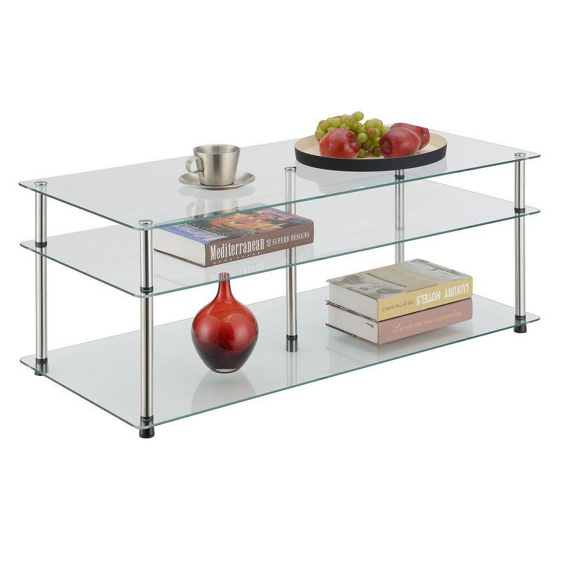 Classic Glass 3 Tier Coffee Table Clear Glass - Breighton Home