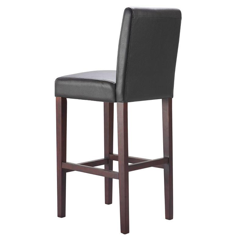Set of 2 29.5" Liam Leather Barstool Chocolate Dark Brown - Serta: Solid Wood Frame, 250lbs Capacity